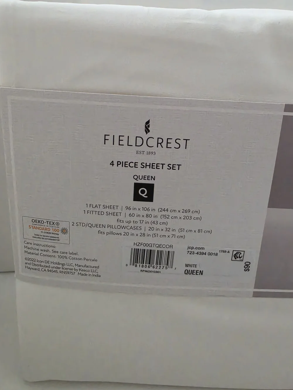 Fieldcrest Queen 4-Piece Sheet Set in White